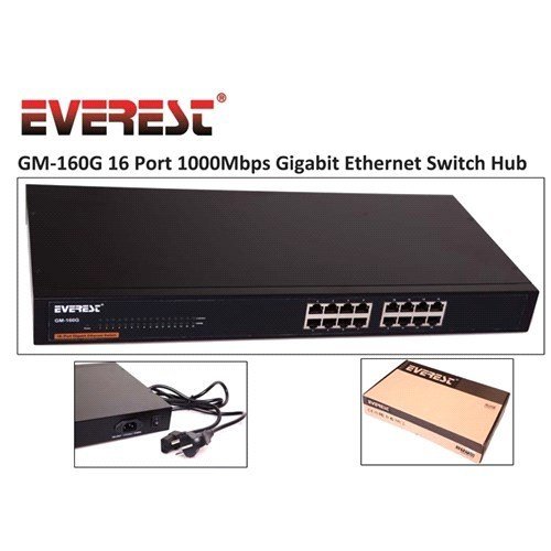 EVEREST GM-160G HUB 16-PORT 1000Mbps GIGABIT