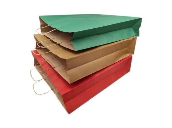 Roco Paper Yeniyıl Yılbaşı Büyük Kağıt Çanta Kırmızı Kraft Yeşil 45*12*50 cm 3 adet