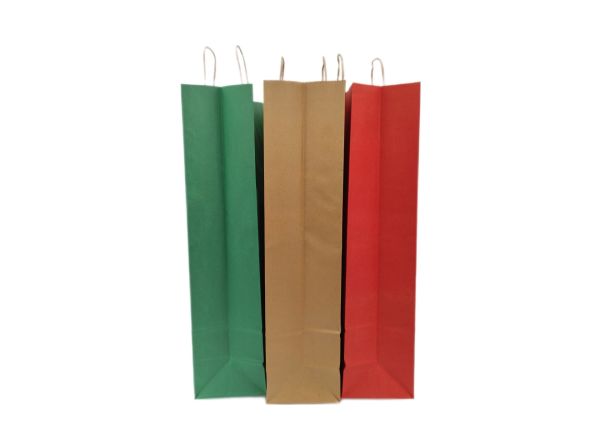 Roco Paper Yeniyıl Yılbaşı Büyük Kağıt Çanta Kırmızı Kraft Yeşil 45*12*50 cm 3 adet