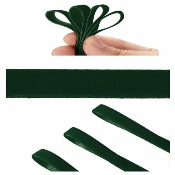Roco Paper Yeniyıl Yılbaşı Yeşil Kadife Kurdele 2 cm 18 metre