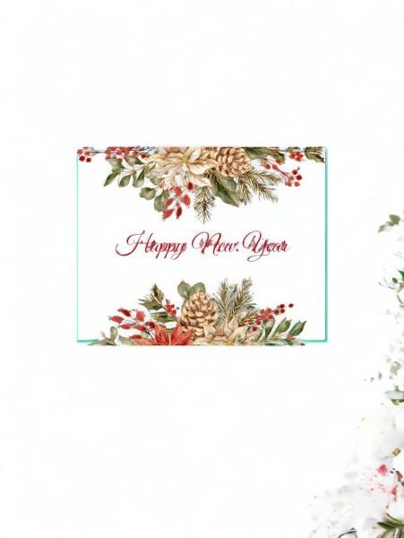 Roco Paper Yeniyıl Yılbaşı Tebrik Kartı Happy New Year Yazılı 8*6 cm 25 Adet