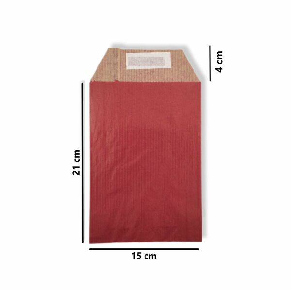 Roco Paper Hediye Paketi 15*4*21 cm Dipsiz Kese Kağıdı Yapışkanlı Ağız Kırmızı 25'li Paket