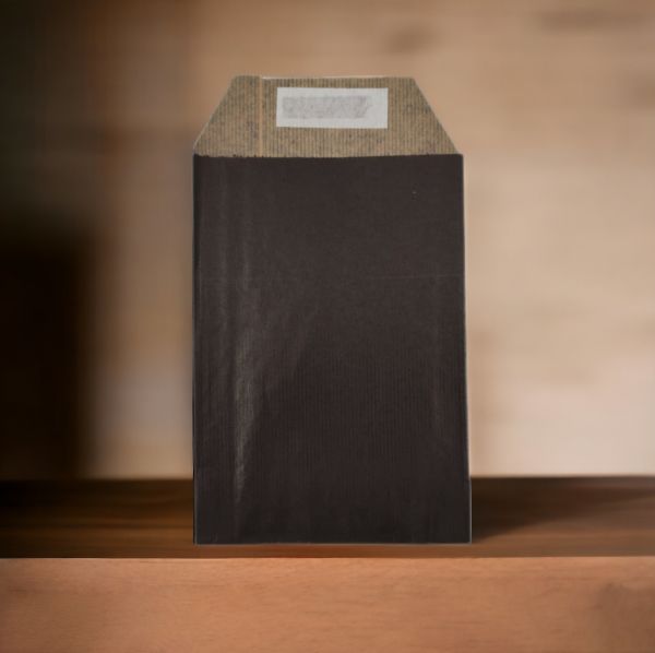 Roco Paper Hediye Paketi 25*6*30 cm Dipsiz Kese Kağıdı Yapışkanlı Ağız Siyah 25'li Paket