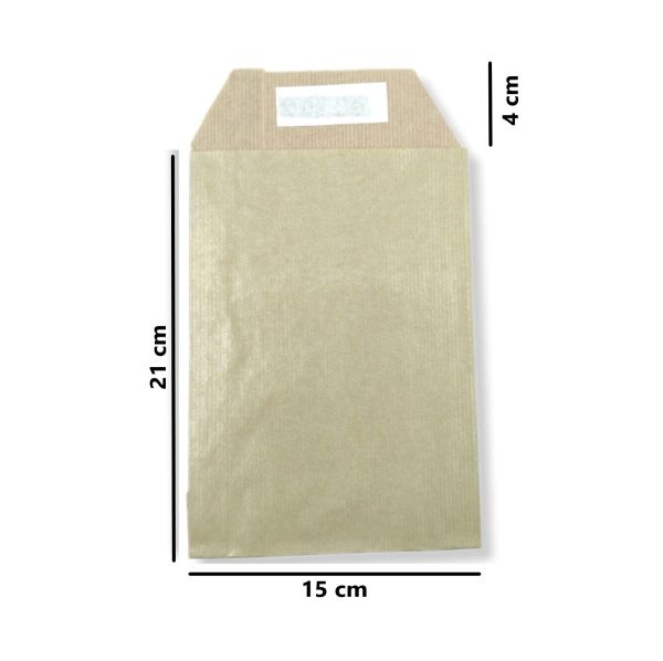 Roco Paper Hediye Paketi 15*4*21 cm Dipsiz Kese Kağıdı Yapışkanlı Ağız Altın 25'li Paket