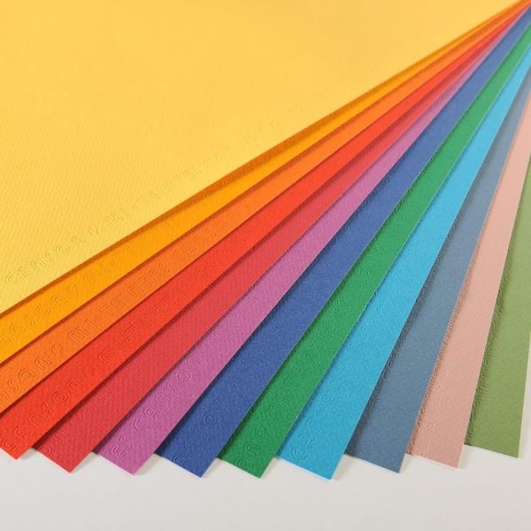 CANSON Mi-Teintes 160gr A4 Renkli Çizim Kağıt Çift Taraflı Petek ve İnce Taneli 10 Canlı Renkler