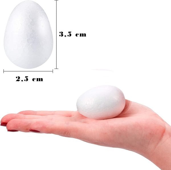 Yumurta Strafor Köpük Top - Yapay Çiçek Çekirdeği Topu - 15 Adet - 3.5x2.5 cm