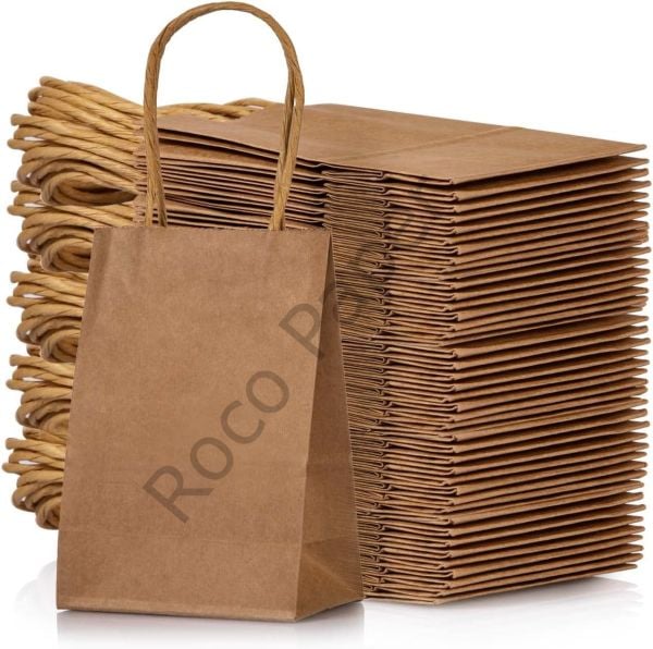 Roco Paper Büküm Saplı Kağıt Çanta Kraft - 12*15*6 cm 25 Adet