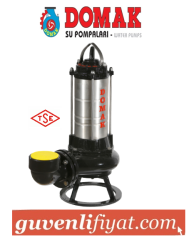 DOMAK AST1430 K2 15 HP 380V KAPALI FANLI PASLANMAZ ÇELİK GÖVDELİ ATIK SU DALGIÇ POMPA