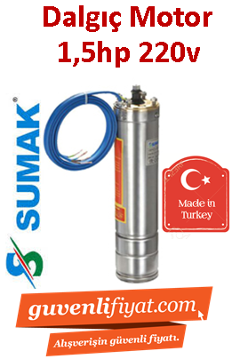 SUMAK 4SM15 1.5HP 220V Dalgıç motoru Yerli Malı (motor)