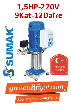 SUMAK SHM6A 150/8 1.5Hp 220V Dik Kademeli Paket Hİdrofor (9Kat 12Daire)