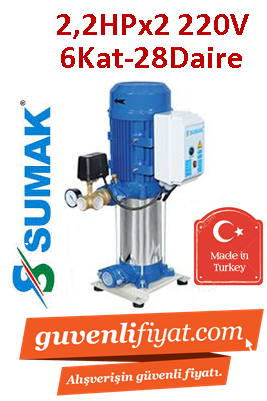 SUMAK SHM8A 220/6 2.2Hp 220V Dik Kademeli Paket Hİdrofor (6Kat-28Daire)