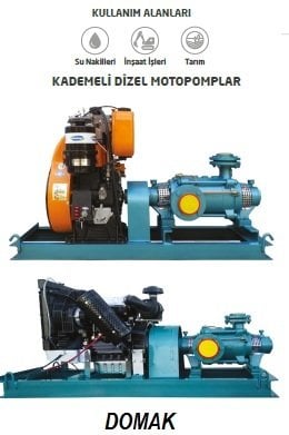 Domak KP32-13    13 Hp  Kademeli Dizel Motopomp (2900 devir-Motor markası:Antor)