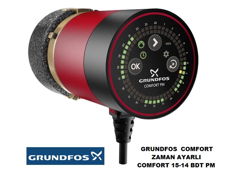 GRUNDFOS  COMFORT ZAMAN AYARLI COMFORT 15-14 BDT PM  BRONZ GÖVDELİ TEK HIZLI RE-SİRKÜLASYON POMPASI - KULLANIM SUYU SICAK SU POMPASI - BOYLER HATLARI İÇİN - 99812350