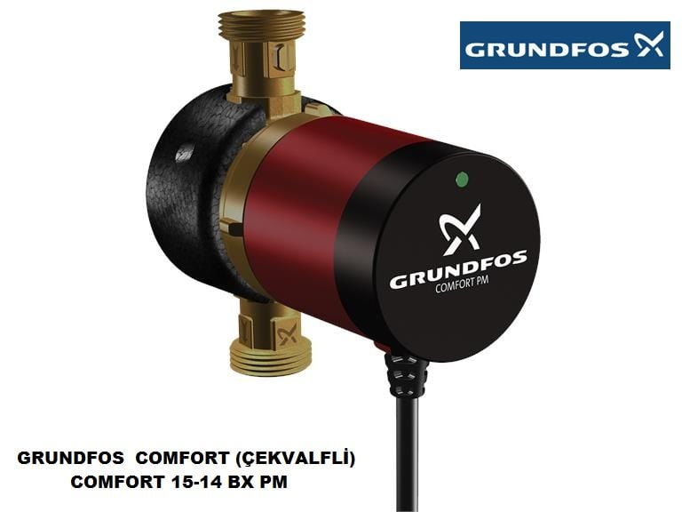 GRUNDFOS  COMFORT (ÇEKVALFLİ) COMFORT 15-14 BX PM  BRONZ GÖVDELİ TEK HIZLI RE-SİRKÜLASYON POMPASI - KULLANIM SUYU SICAK SU POMPASI - BOYLER HATLARI İÇİN - 97916772