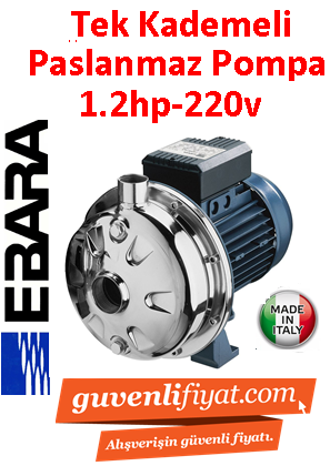 EBARA CDXM 120/12 220V 1.2HP Tek Kademeli Paslanmaz Çelik Santrifüj Pompa-AISI 304