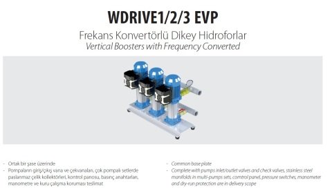 Aquastrong  WDRIWE-1 EVP6H-5/1.8 T     2.5Hp 380V  Tek Pompalı Dikey Milli Frekans Konvertörlü Hidrofor