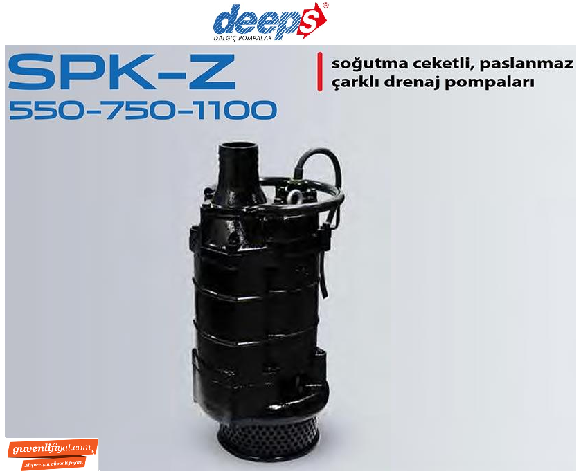 STAR SPK-Z 550 T 7.5 HP 380V SOĞUTMA CEKETLİ PASLANMAZ ÇARKLI DRENAJ DALGIÇ POMPA 3000d/d