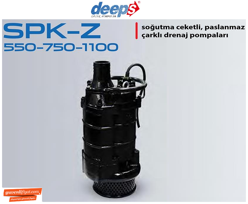 STAR SPK-Z 750 T 10.HP 380V SOĞUTMA CEKETLİ PASLANMAZ ÇARKLI DRENAJ DALGIÇ POMPA 3000d/d