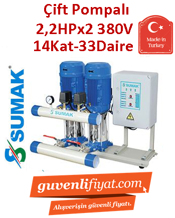 SUMAK SHT8B 220/6 2x2.2hp 380V Çift Pompalı Dik Kademeli Paket Hİdrofor (9Kat-24Daire)