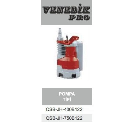 VENEDİK PRO QSB-JH-400B122     400W 220V     GİZLİ FLATÖRLÜ SIFIRDAN EMİŞLİ TEMİZ SU DALGIÇ POMPA