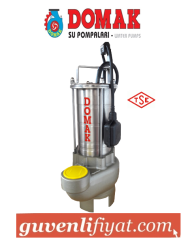 DOMAK ASM231 V4 1.5 HP 220V VORTEX ÇARKLI PASLANMAZ ÇELİK GÖVDELİ KARIŞTIRICILI DALGIÇ POMPA