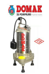 DOMAK AST1350 V5 5.5 HP 380V VORTEX ÇARKLI PASLANMAZ ÇELİK GÖVDELİ ATIK SU DALGIÇ POMPA