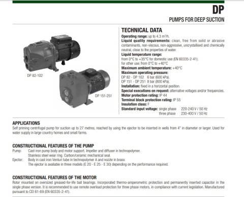 Dab DP 151 T    1.1kW  380V   Kendinden Emişli Enjektörlü Pompa (27 metreye kadar emiş yapabilir.)