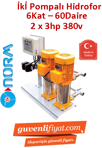 NORM NBH 2/1205T 380V 3HPÇift Pompalı Paket Hidrofor