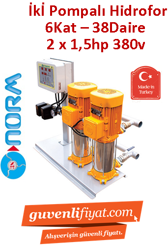 NORM NBH 2/1109T 380V 1,5HP Çift  Pompalı Paket Hidrofor