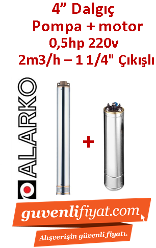 ALARKO 4SDM2/11 DMD 0.75Hp 220v 1 1/4'' Çıkışlı 4'' Derin Kuyu Sondaj Motor + Pompa