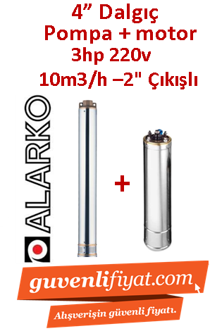 ALARKO 4SDM10/14 DMD 3Hp 220v 2'' Çıkışlı 4'' Derin Kuyu Sondaj Motor + Pompa