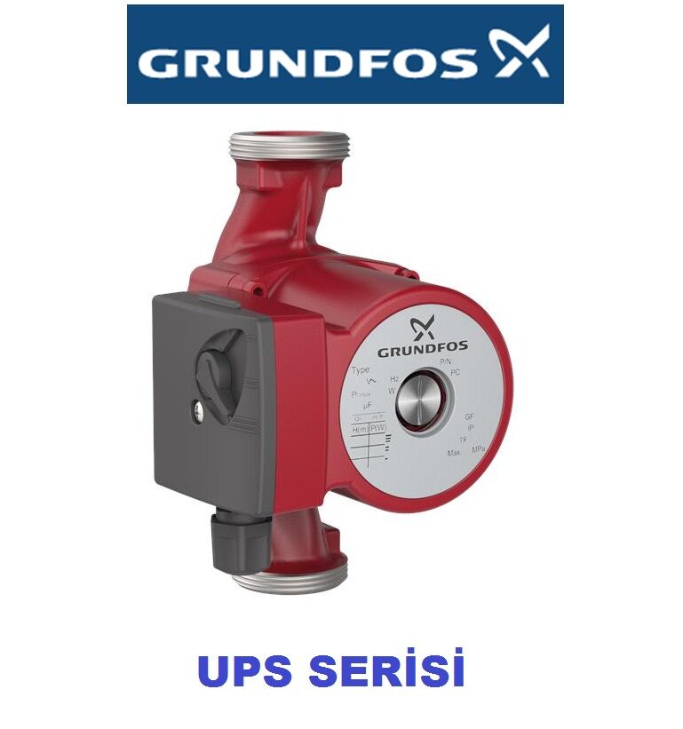 GRUNDFOS UPS 25-60 N  180mm Giriş-Çıkış  PASLANMAZ ÇELİK GÖVDELİ TEKLİ TİP DİŞLİ 3 HIZLI SİRKÜLASYON POMPASI - 96913085