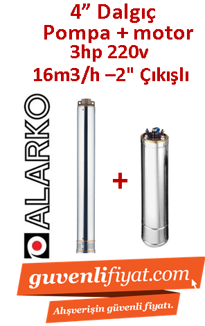 ALARKO 4SDM16/9 DMD 3Hp 220v 2'' Çıkışlı 4'' Derin Kuyu Sondaj Motor + Pompa