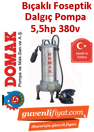 DOMAK AST1025 B5 5,5HP 380v Bıçaklı Foseptik Dalgıç Pompası (panolu)