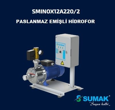 Sumak SMINOX12A300/3 T   1X2.2 kW  380V  Tek Pompalı Emişli  Kademeli Paslanmaz Yatay Hidrofor