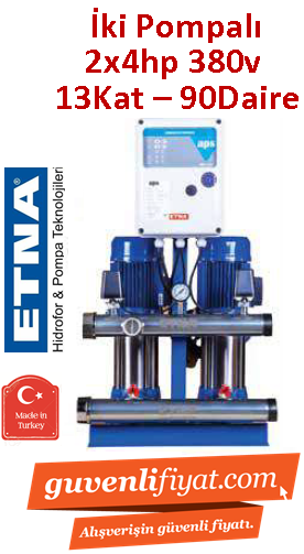 ETNA 2P EPH C-M68 2x4 HP 380v Koruma Panolu İki Pompalı Paket Hidrofor (13Kat - 900Daire)