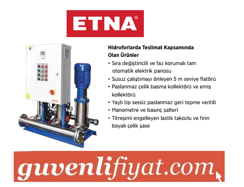 ETNA T3 KI 32-8/150 3x20 HP 380V ÜÇ POMPALI KOMPLE PASLANMAZ ÇELİK POMPALI SESSİZ HİDROFOR