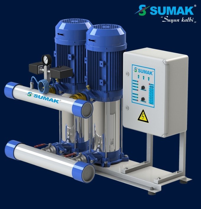 Sumak SHM12B  220/4    2X1.6 kW  220V  İki Pompalı Düşey Milli Kademeli Hidrofor