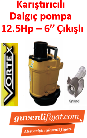 VORTEX KRS 69 12.5HP 380V 6'' Çıkışı Krom Açık Fanlı Karıştırıcılı Dalgıç Pompa