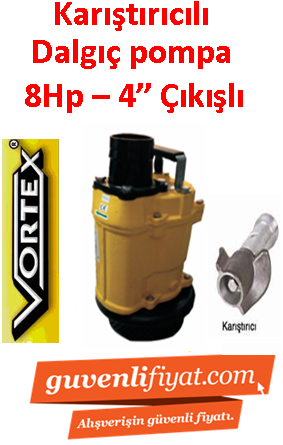 VORTEX KRS 46 8HP 380V 4\'\' Çıkışlı Krom Açık Fanlı Karıştırıcılı Dalgıç Pompa