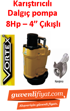 VORTEX KRS 46 8HP 380V 4'' Çıkışlı Krom Açık Fanlı Karıştırıcılı Dalgıç Pompa