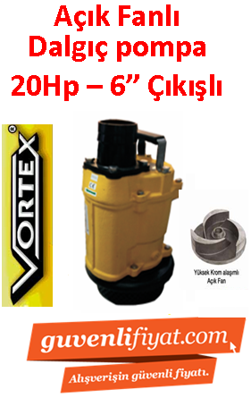 VORTEX KTZ 6150 20HP 380V 6'' Çıkışlı Krom Açık Fanlı Dalgıç Pompa