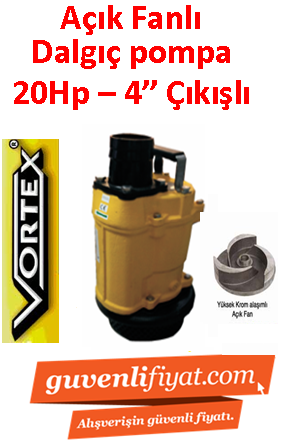 VORTEX KTZ 4150 20HP 380V 4'' Çıkışlı Krom Açık Fanlı Dalgıç Pompa