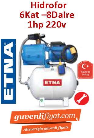 ETNA JET 100-24 WS 1Hp 220v 24lt Tanklı Döküm Gövdeli Jet Paket Hidrofor (6kat-8daire)