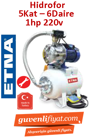 ETNA JET INOX 100-24 WS  1Hp 220v 24lt Tanklı Paslanmaz Gövdeli Jet Paket Hidrofor (5kat-6daire)