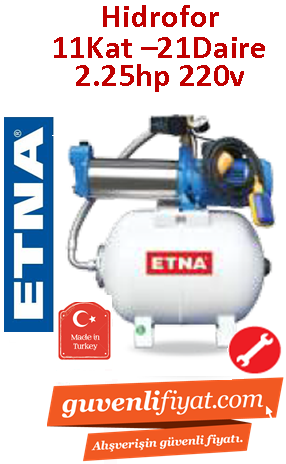 ETNA YPH 90-50 WS 2.2Hp 220v 50lt Tanklı Sessiz Kademeli Paket Hidrofor (11kat-21daire)