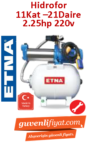 ETNA YPH 90-50 WS  2.2Hp 220v 50lt Tanklı Sessiz Kademeli Paket Hidrofor (11kat-21daire)