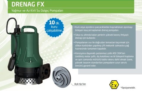 Dab  DRENAG FX  15.22 T-NA    2.3 kW  380V   Drenaj Dalgıç Pompa (Yağmur ve az kirli su)
