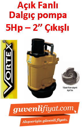 VORTEX KTZ 222 3HP 380V 2'' Çıkışlı Krom Açık Fanlı Dalgıç Pompa