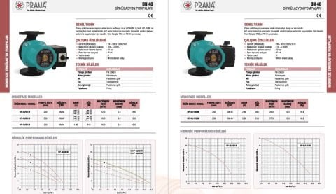 Prana  HP 65/120 340T  DN 65  380V   Tek Hızlı Flanşlı Tip Sirkülasyon Pompası